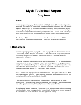 Myth Technical Report Greg Rowe