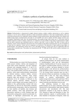 Catalytic Synthesis of Perfluorolyethers