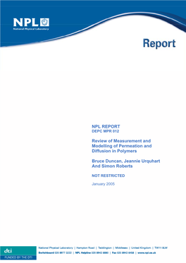 NPL REPORT Review of Measurement and Modelling Of