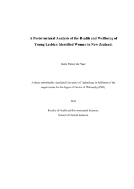 A Poststructural Analysis of the Health and Wellbeing of Young Lesbian Identified Women in New Zealand