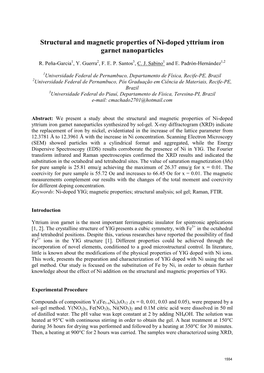 Structural and Magnetic Properties of Ni-Doped Yttrium Iron Garnet Nanoparticles