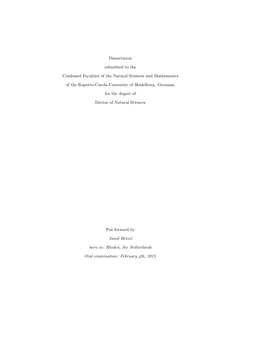 Dissertation Submitted to the Combined Faculties of the Natural