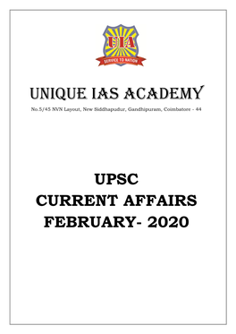 Upsc Current Affairs February- 2020