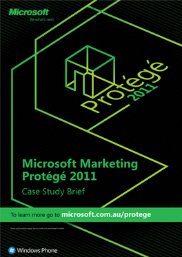 Microsoft Marketing Protégé 2011 Case Study Brief
