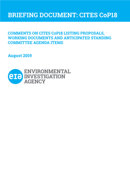 BRIEFING DOCUMENT: CITES Cop18