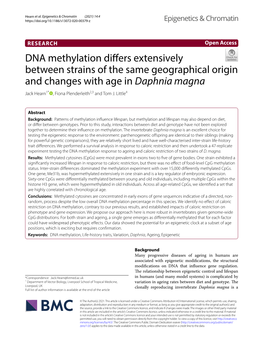 DNA Methylation Differs Extensively Between Strains of the Same