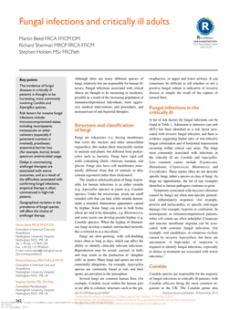 Fungal Infections and Critically Ill Adults