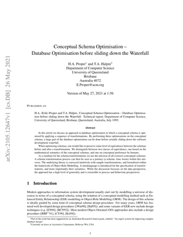 Conceptual Schema Optimisation--Database