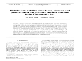 Distribution, Relative Abundance, Biomass and Production of Bay Anchovy Anchoa Mitchilli in the Chesapeake Bay