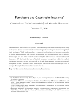 Foreclosure and Catastrophe Insurance∗