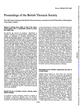 Proceedings of the British Thoracic Society