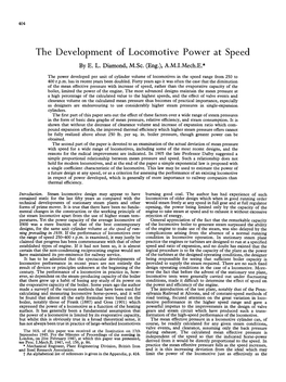 The Development of Locomotive Power at Speed by E