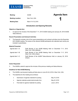20160314-IAASB-Agenda Item 1-Introduction and Opening