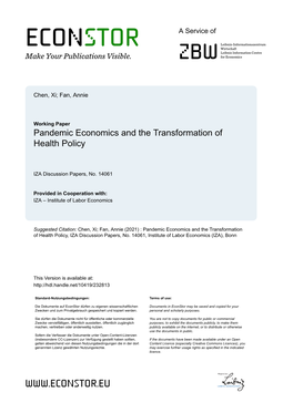 Pandemic Economics and the Transformation of Health Policy