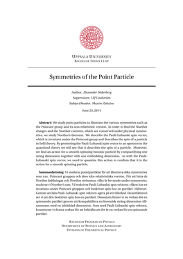 Symmetries of the Point Particle