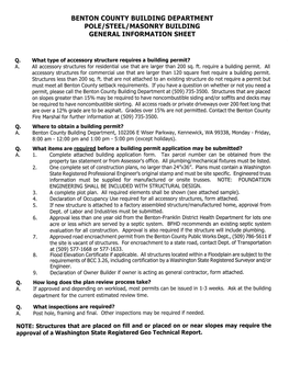 Benton County Building Department Pole/Steel/Masonry Building General Information Sheet