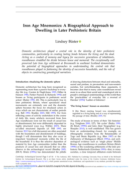 Iron Age Mnemonics: a Biographical Approach to Dwelling in Later Prehistoric Britain