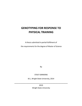 Genotyping for Response to Physical Training