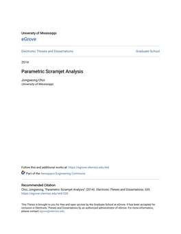 Parametric Scramjet Analysis