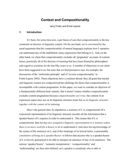Context and Compositionality