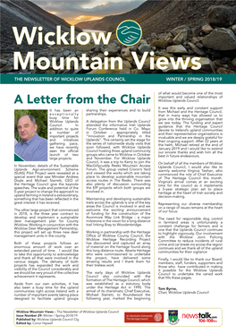 Wicklow Mountain Views the NEWSLETTER of WICKLOW UPLANDS COUNCIL WINTER / SPRING 2018/19