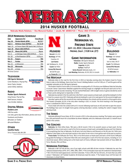 2014 HUSKER FOOTBALL Game 3: Nebraska Vs. Fresno State