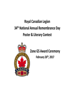 Royal Canadian Legion 34Th National Annual Remembrance Day Poster