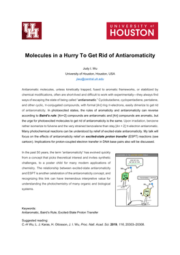 Molecules in a Hurry to Get Rid of Antiaromaticity