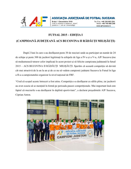 Futsal 2015 – Ediția I (Campioană