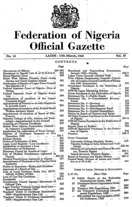 Federation of Nigeria Official Gazette