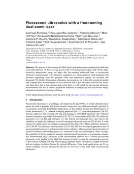 Picosecond Ultrasonics with a Free-Running Dual-Comb Laser