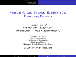 Behavioral Equilibrium and Evolutionary Dynamics
