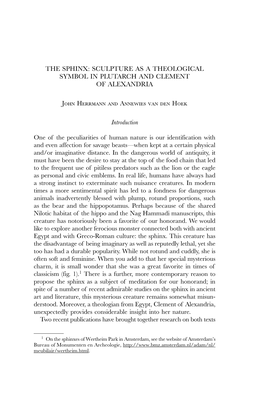 The Sphinx: Sculpture As a Theological Symbol in Plutarch and Clement of Alexandria