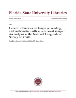 Genetic Influences on Language, Reading, and Mathematic Skills in A