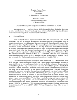 Tropical Cyclone Report Hurricane Isaac (AL102006) 27 September-02 October 2006