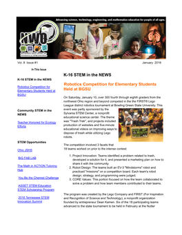 NWO STEM Newsletter January 2016