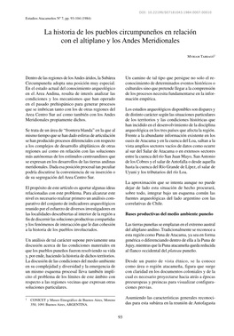 La Historia De Los Pueblos Circumpuneños En Relación Con El Altiplano Y Los Andes Meridionales