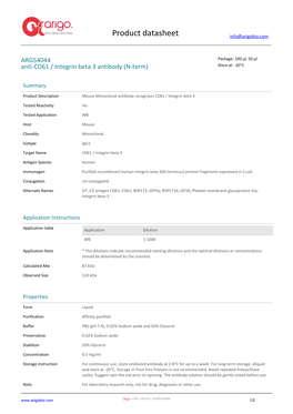 Anti-CD61 / Integrin Beta 3 Antibody (N-Term) (ARG54044)