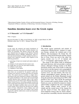 Sunshine Duration Hours Over the Greek Region