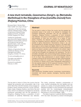 JOURNAL of NEMATOLOGY a New Stunt Nematode, Geocenamus