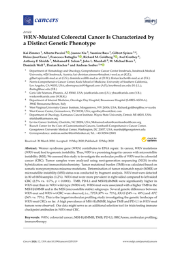 WRN-Mutated Colorectal Cancer Is Characterized by a Distinct Genetic Phenotype