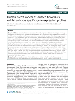 Human Breast Cancer Associated Fibroblasts Exhibit Subtype Specific