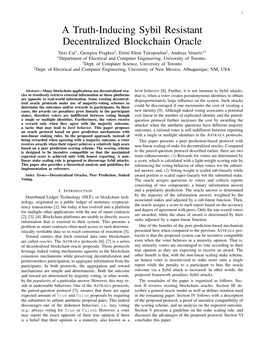 A Truth-Inducing Sybil Resistant Decentralized Blockchain Oracle