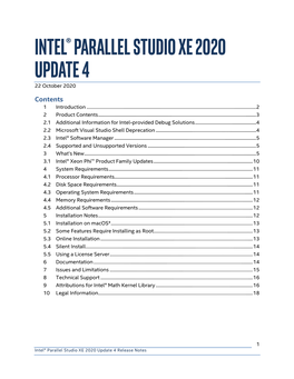 Intel® Parallel Studio XE 2020 Update 4 Release Notes