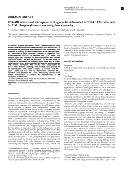 ORIGINAL ARTICLE BCR-ABL Activity and Its Response to Drugs