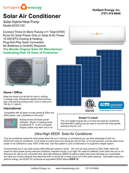 ACDC12C Solar Air Conditioner