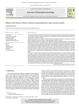 Khat in the Horn of Africa: Historical Perspectives and Current Trends