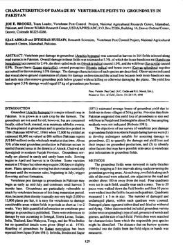 Characteristics of Damage by Vertebra Te Pests to Groundnuts in Pakistan