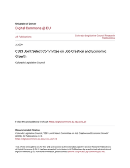 0583 Joint Select Committee on Job Creation and Economic Growth