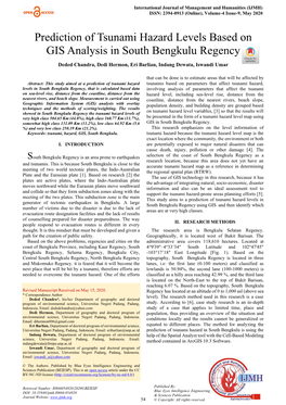 Prediction of Tsunami Hazard Levels Based on GIS Analysis in South Bengkulu Regency